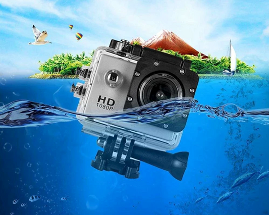 Cámara Deportiva 1080P Impermeable 30 m | 20 MP, Gran Angular 140°, Pantalla 2" + Accesorios