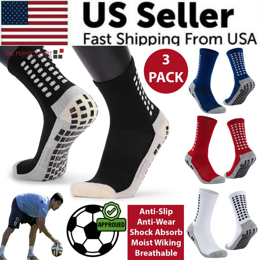 3 Pares Calcetines Deportivos Antideslizantes | Fútbol, Baloncesto y Running | Premium Grip Socks