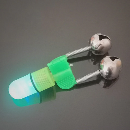 Alarma de Picada LED con 2 Cascabeles para Punta de Caña | Clip de Pinza Nocturno | Pack 10/20/40