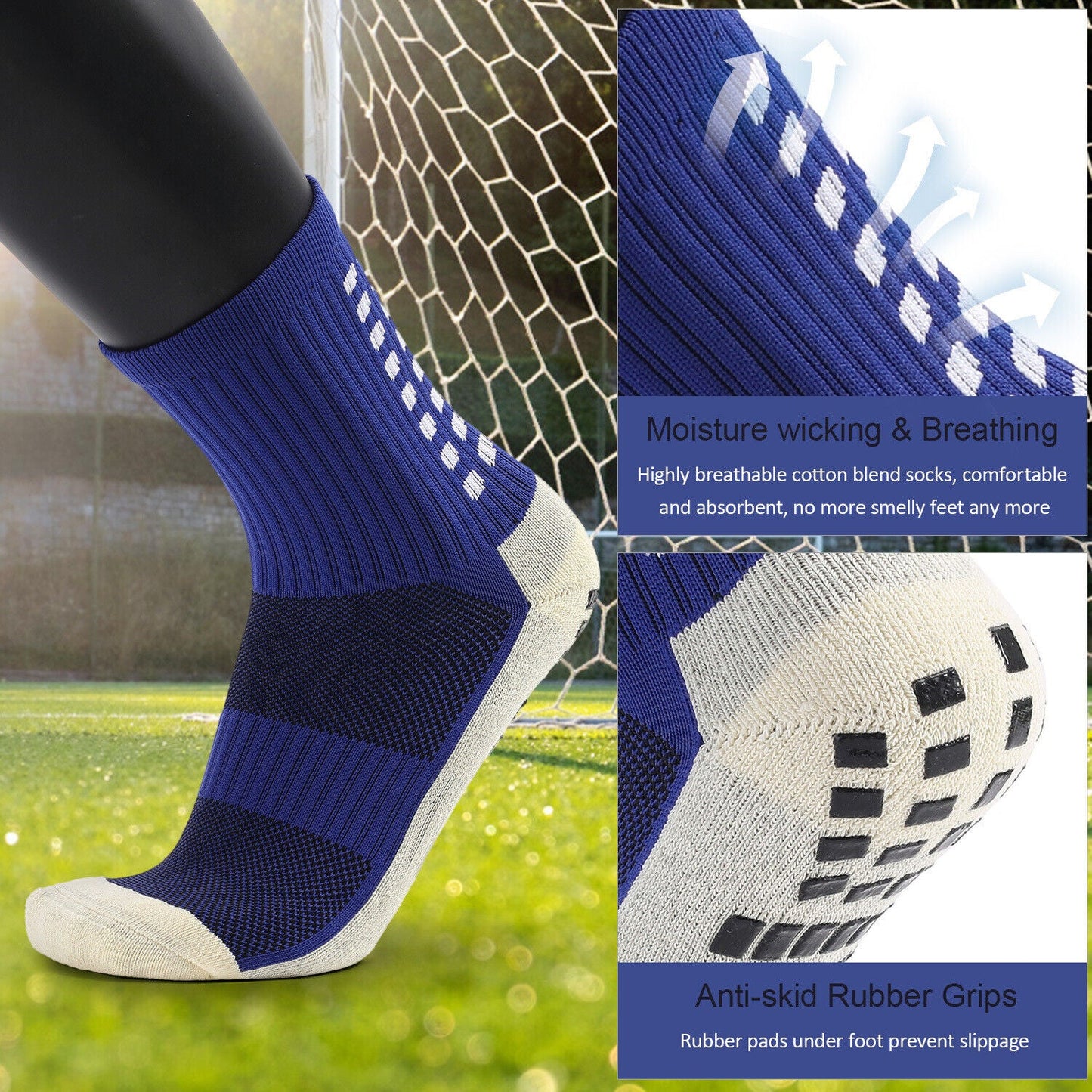 3 Pares Calcetines Deportivos Antideslizantes | Fútbol, Baloncesto y Running | Premium Grip Socks