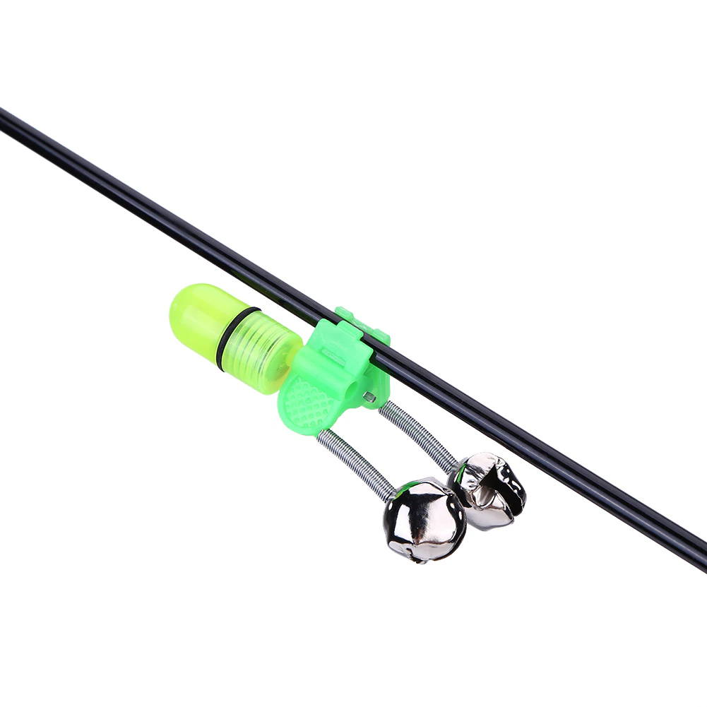 Alarma de Picada LED con 2 Cascabeles para Punta de Caña | Clip de Pinza Nocturno | Pack 10/20/40