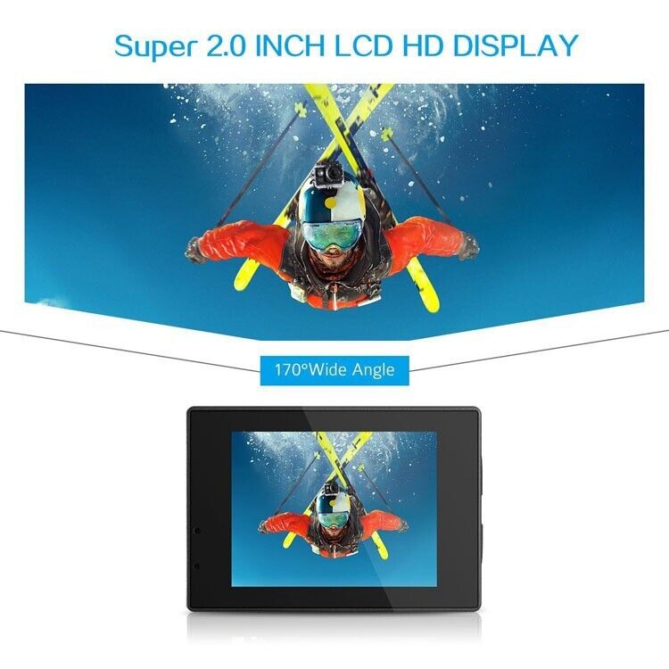 Cámara Deportiva 1080P Impermeable 30 m | 20 MP, Gran Angular 140°, Pantalla 2" + Accesorios