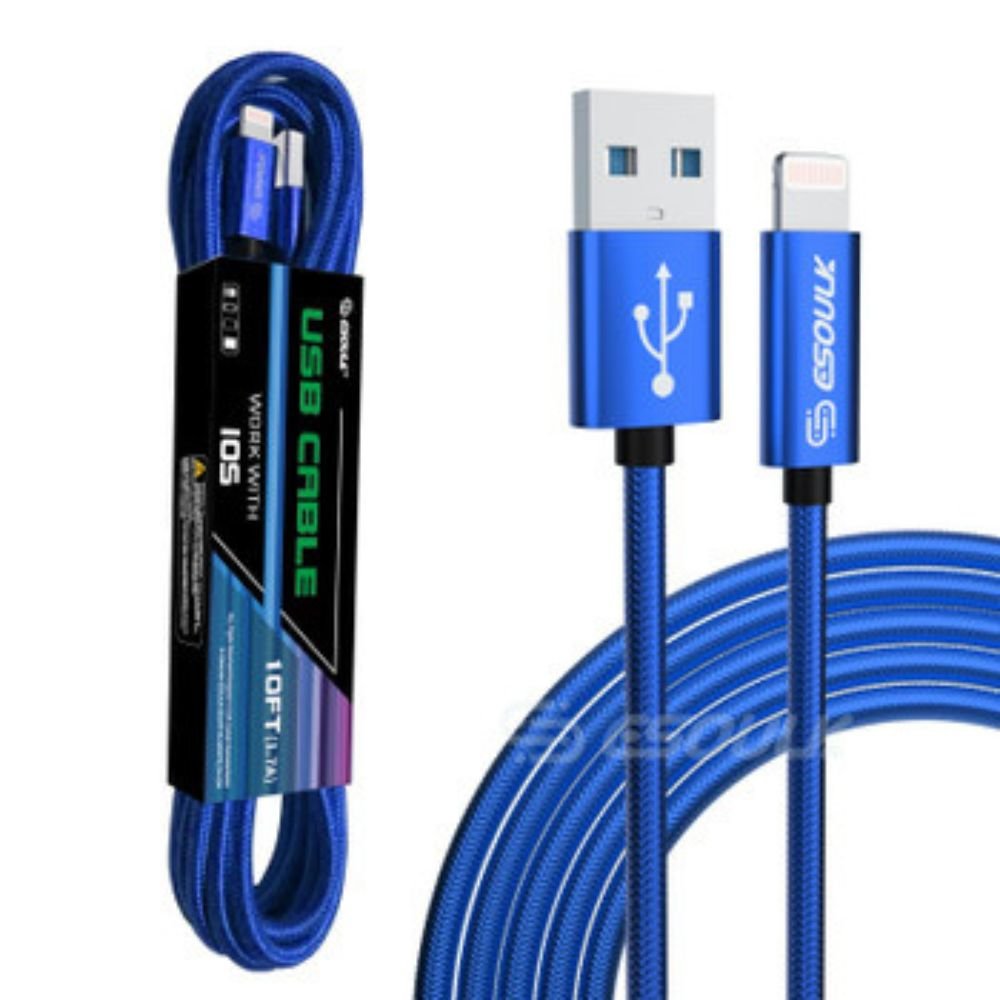 Cable USB iPhone 3m | Carga Rápida 1.7A | Extra Largo y Reforzado