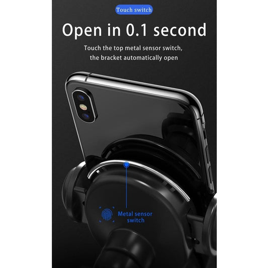 Cargador Inalámbrico Coche 15W | Soporte Autoajustable Qi Fast Charge para iPhone y Samsung