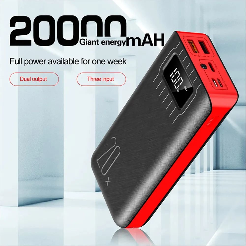 Power Bank 20,000 mAh | Carga Rápida Dual USB + Linterna LED | Portátil y Universal